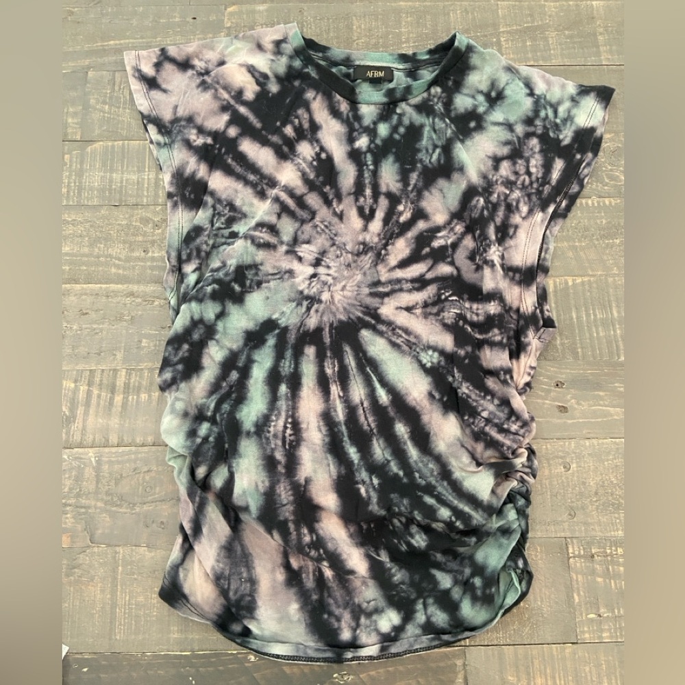 AFRM Tie-Dye Top in Black and Green